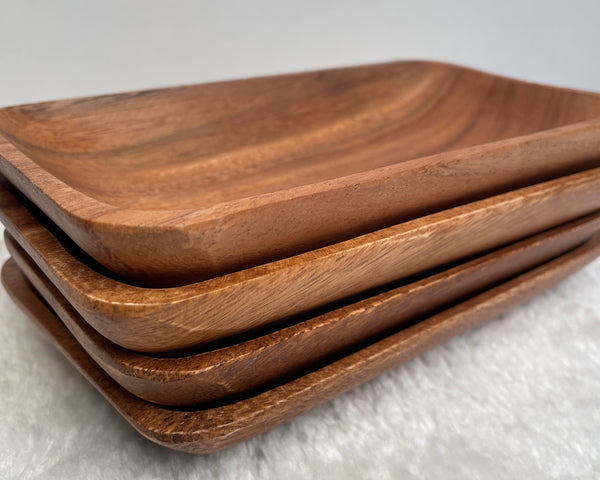 Small Rectangular Acacia Wooden Plate, Appetizer Plate, Serving Dish