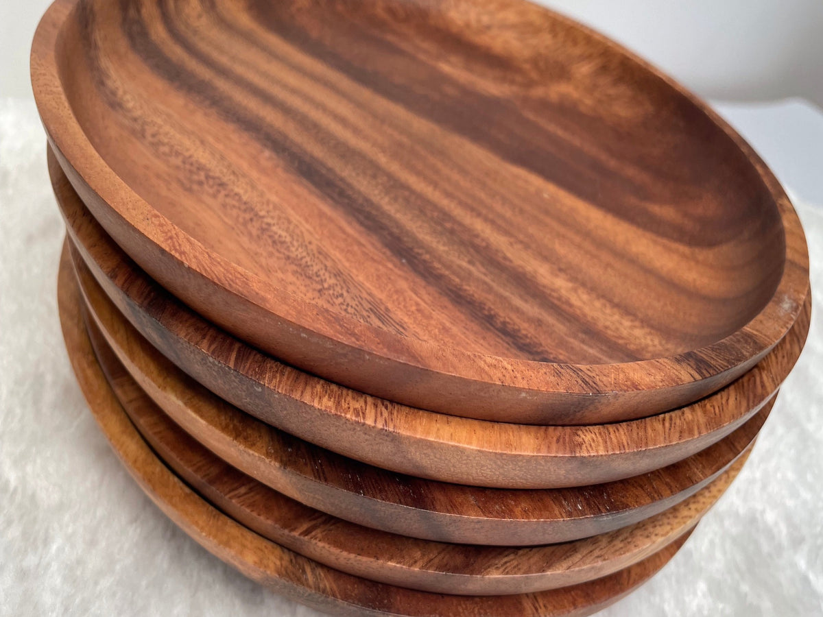 Handmade Acacia Wooden Round Plate, Dinner Plate, Serving plate