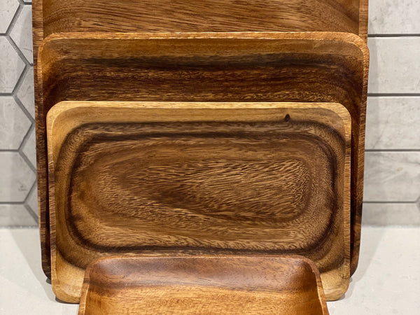 Small Rectangular Acacia Wooden Plate, Appetizer Plate, Serving Dish