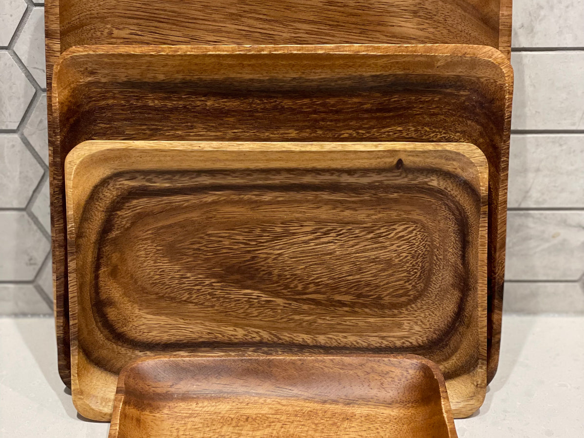 Small Rectangular Acacia Wooden Plate, Appetizer Plate, Serving Dish