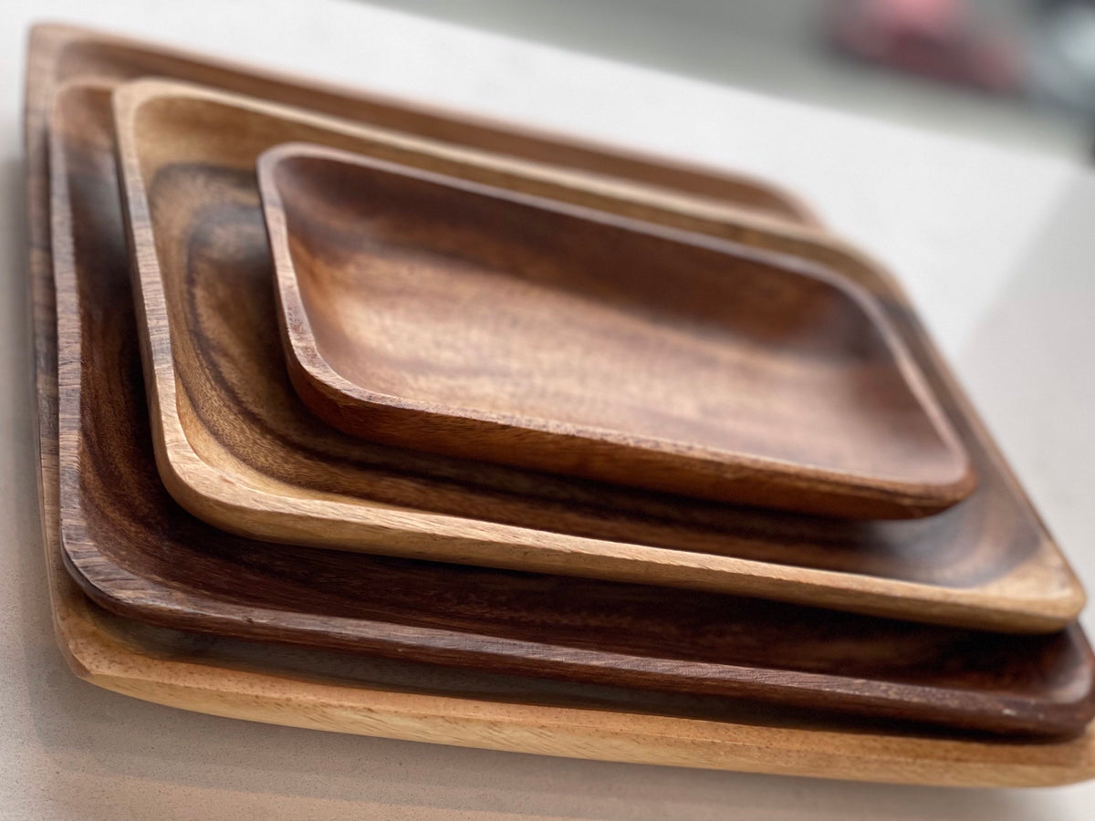 Small Rectangular Acacia Wooden Plate, Appetizer Plate, Serving Dish