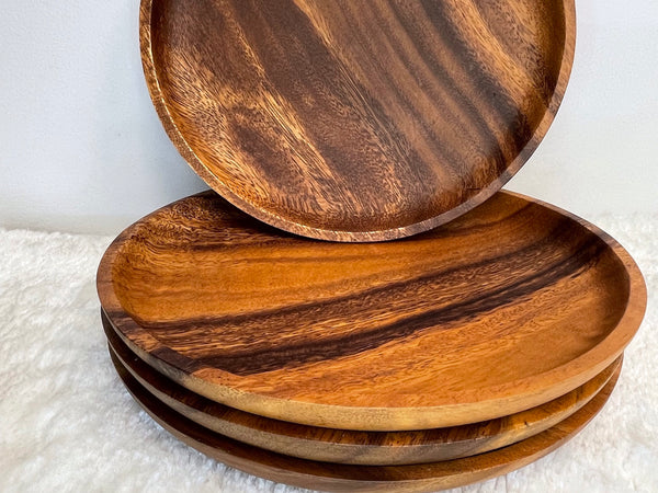 Handmade Acacia Wooden Round Plate, Dinner Plate, Serving plate