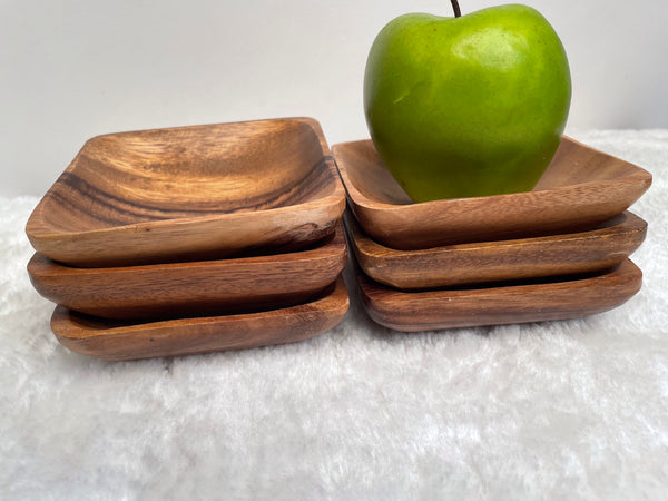Small Square Acacia Wooden Dish, Dipping Sauce, Sauce Plate