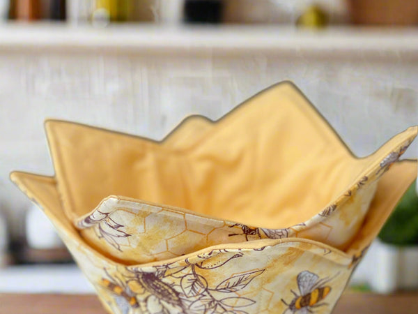 bee pattern fabric bowl cozy