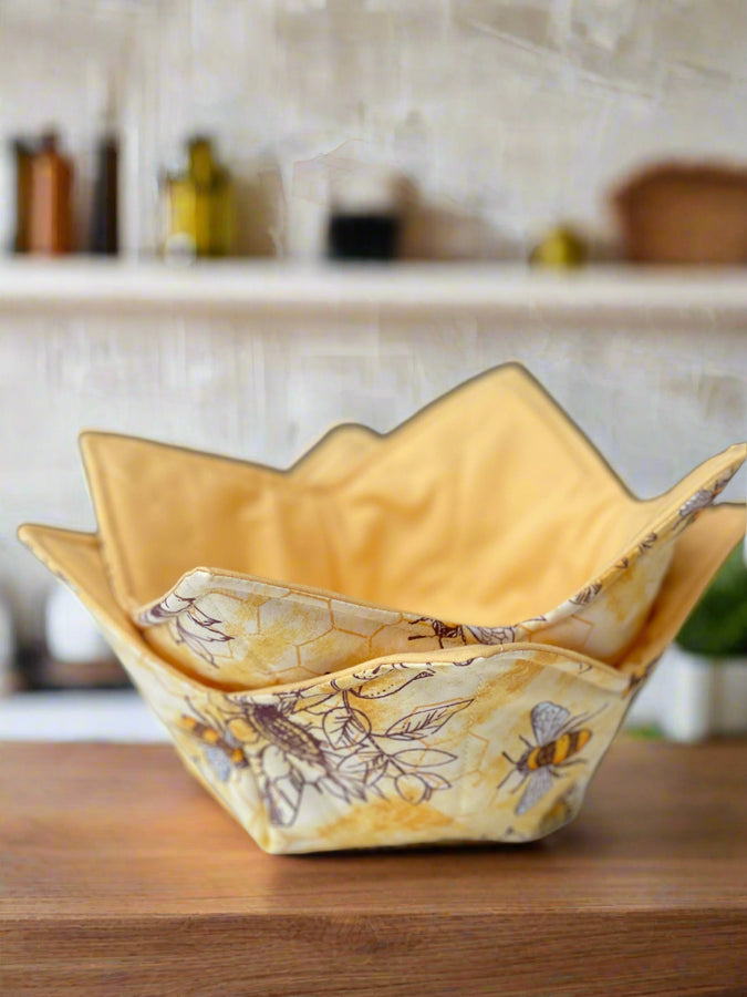 bee pattern fabric bowl cozy