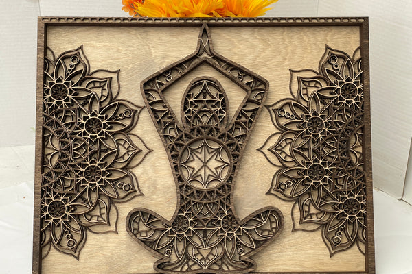 Creating Serenity at Home: Yoga-Themed Laser Cut Wood Home Decor by Creations by Alfie