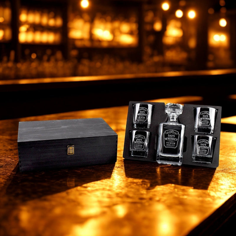 Personalized whiskey decanter set with custom engraving – perfect gift for Father's Day, groomsmen, and housewarming by Creations by Alfie