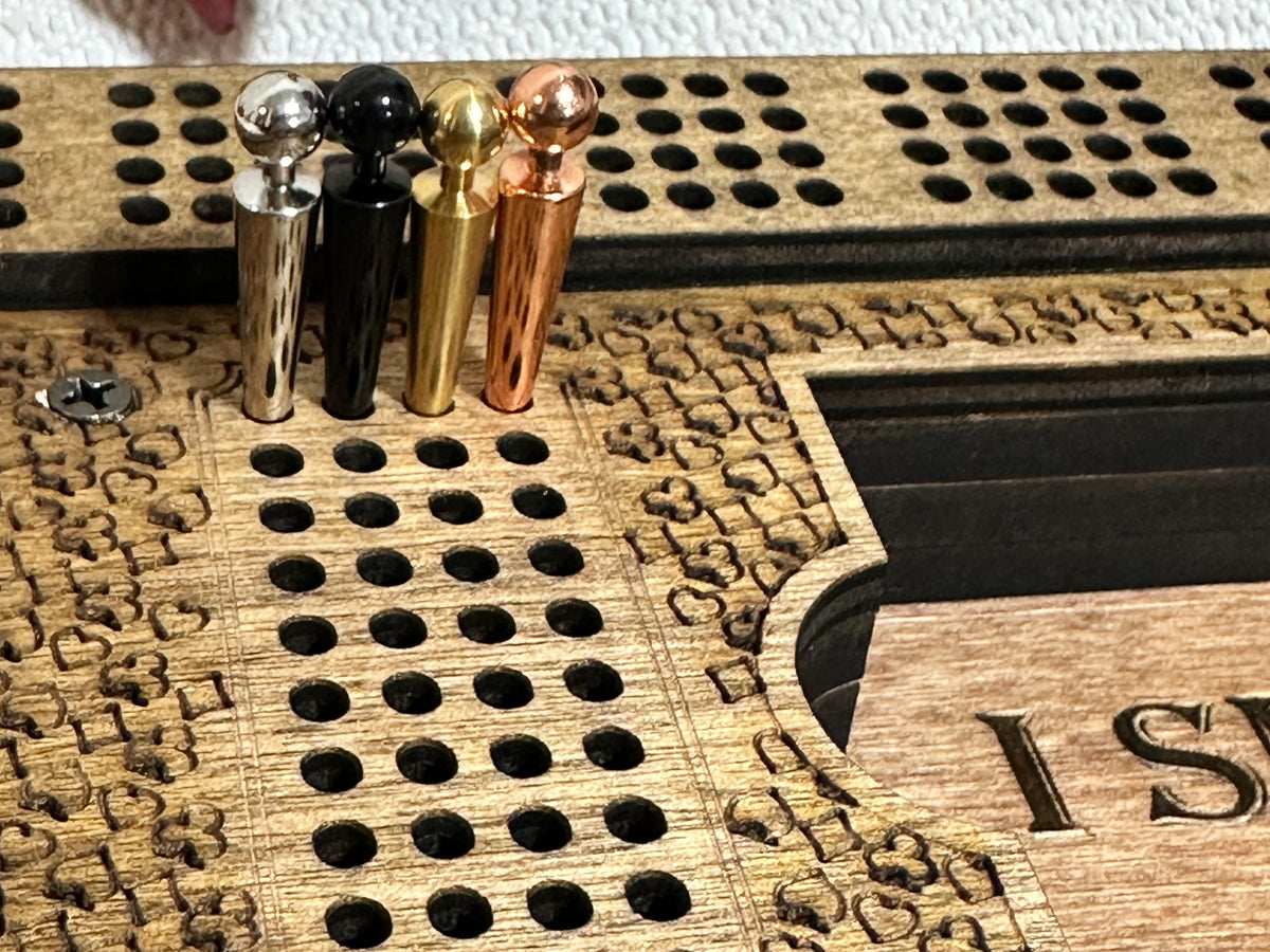 Personalized Cribbage Board with Card and Pegs Storage,Rectangular Size,With Scoring Panel