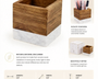 Personalized Marble & Acacia Wood Pen Holder