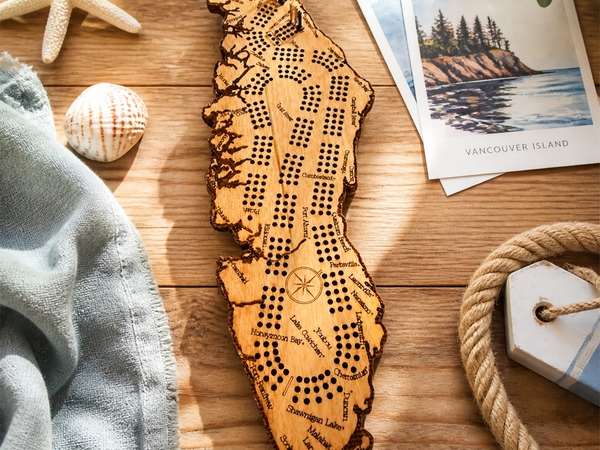 Vancouver Island Map Cribbage Board