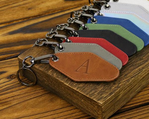 Personalized Leatherette Keychain – Retro Motel Style