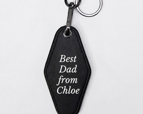Personalized Leatherette Keychain – Retro Motel Style