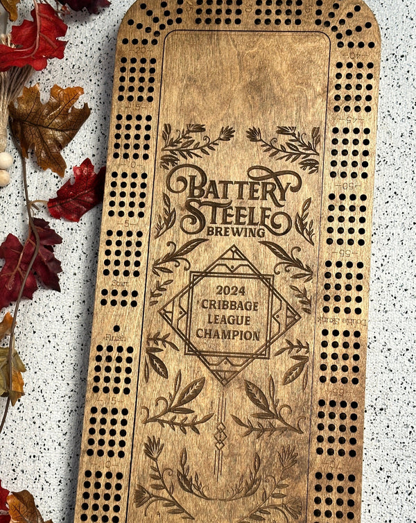 Personalized Cribbage Board with Card and Pegs Storage,Rectangular Size,With Scoring Panel