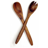 Wooden spoon and fork set on a white background