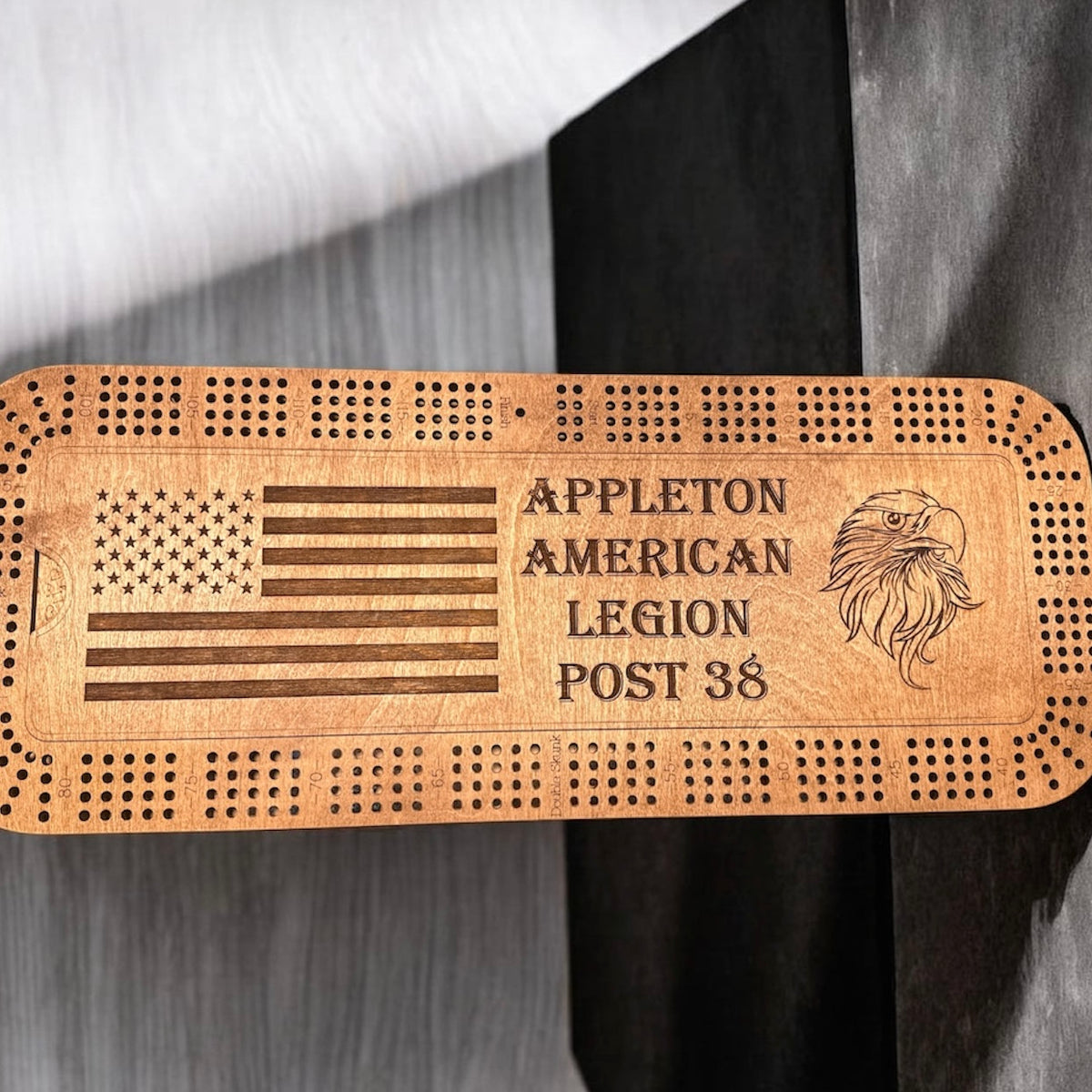 Large 4-Player Cribbage Board – Personalized Baltic Birch Wood with Lid, Card Holder &amp; Scoring Panel