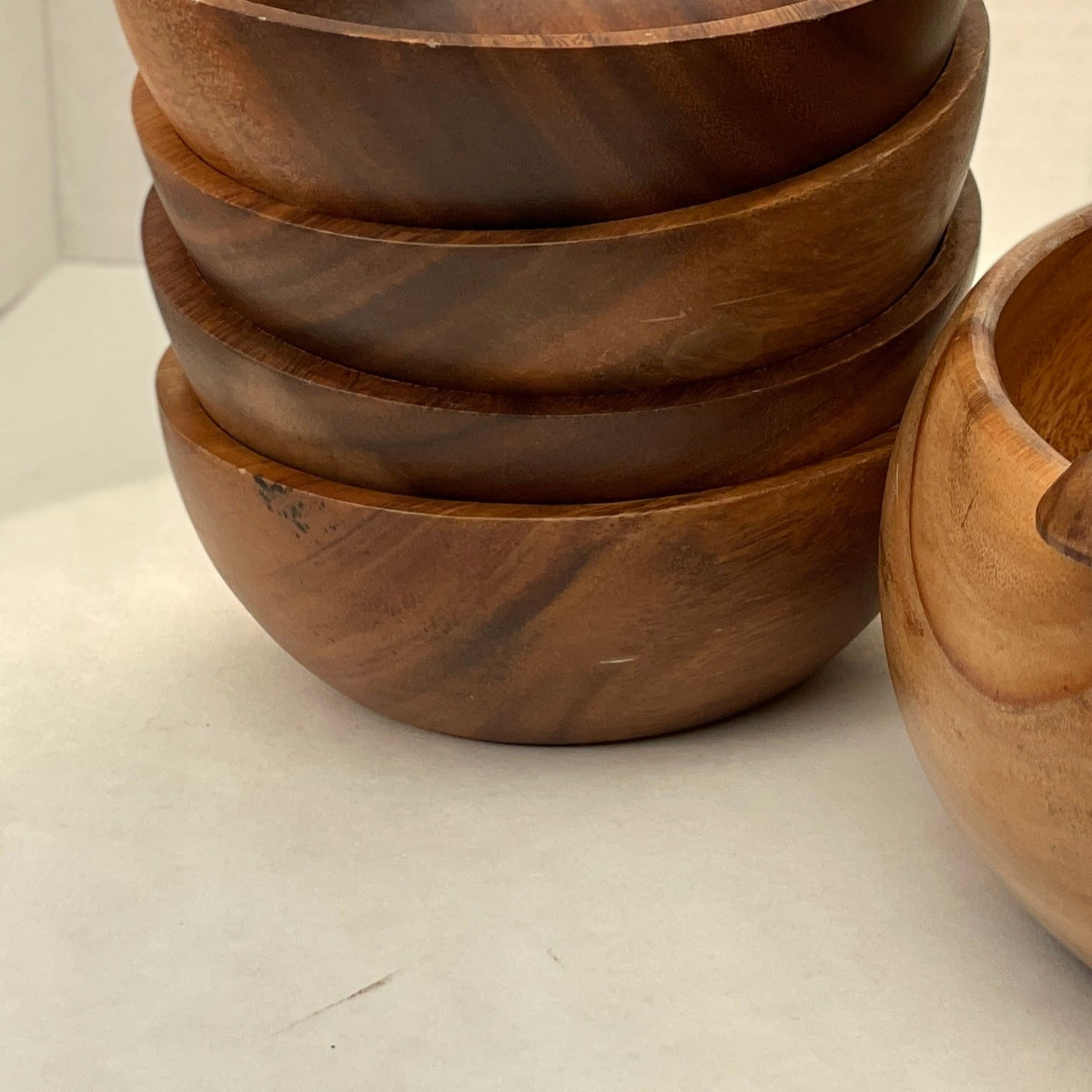 Acacia Wood Salad Bowl Set- (6 in. x 2.25 in.)