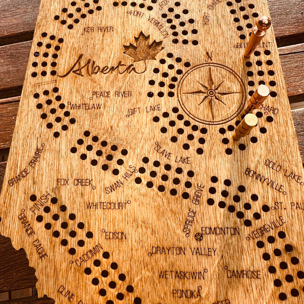 Alberta  Map Shaped Cribbage Board