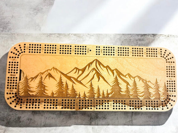 Personalized Cribbage Board with Card and Pegs Storage,Rectangular Size,With Scoring Panel