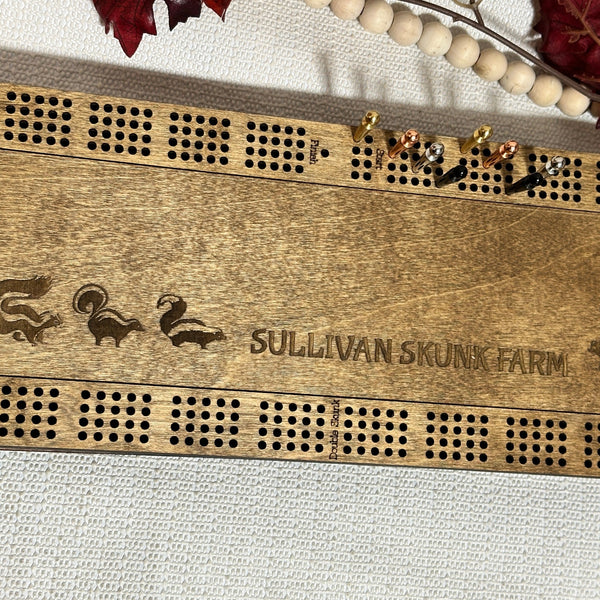 Personalized Cribbage Board with Card and Pegs Storage,Rectangular Size,With Scoring Panel