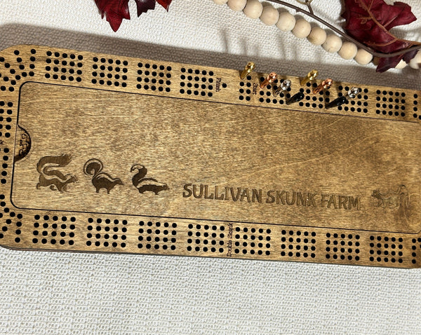 Personalized Cribbage Board with Card and Pegs Storage,Rectangular Size,With Scoring Panel