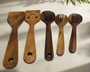 Ensemble de 5 couverts à salade et ustensiles de cuisine en bois d'acacia