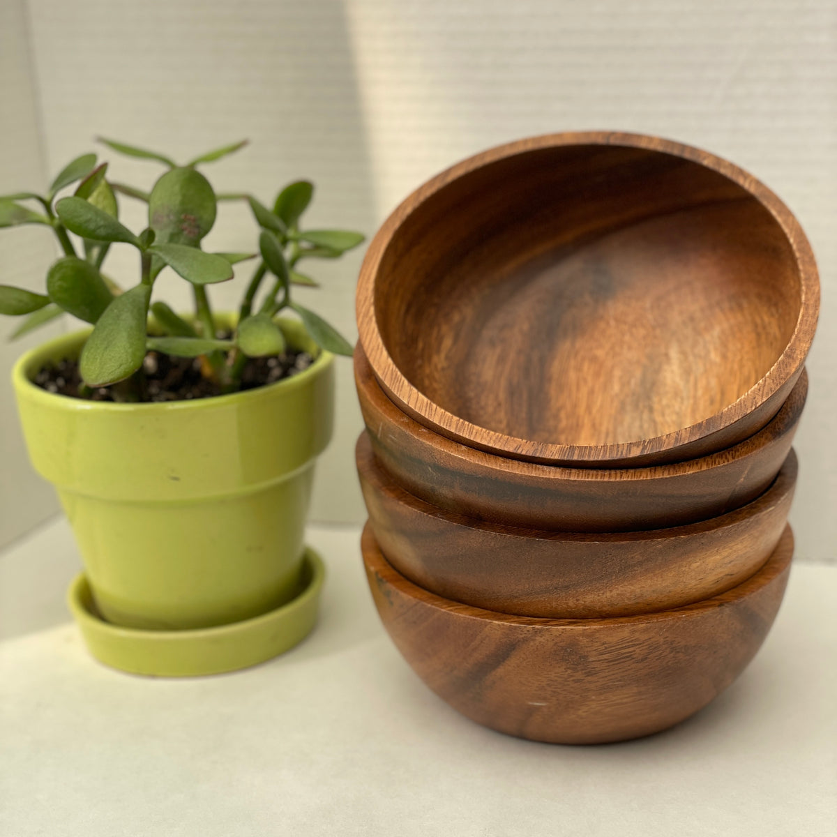 Acacia Wood Salad Bowl Set- (6 in. x 2.25 in.)