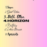 Gradient background with text of font names on a colorful background