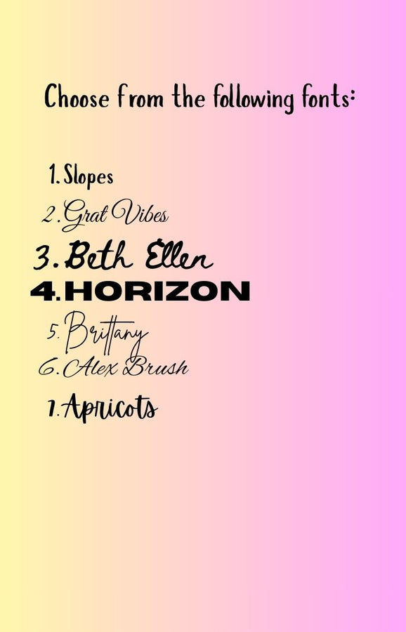 Gradient background with text of font names on a colorful background