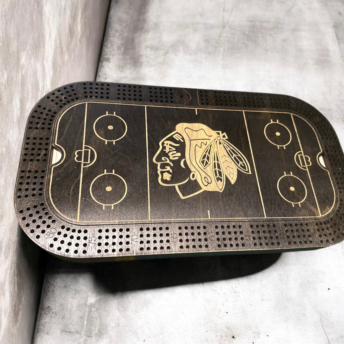 Personalized Hockey Rink Cribbage Board