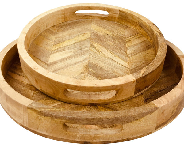 Herringbone Wood Trays Set of 2-0