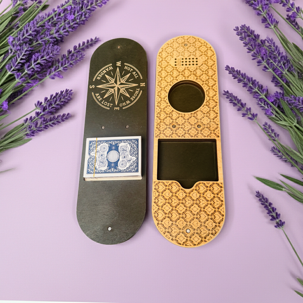 Oblong Cribbage Board with Removable Lid – 3 Player with Scoring Panel (15” x 4”)