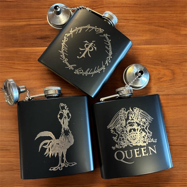 Engraved Whiskey Flask
