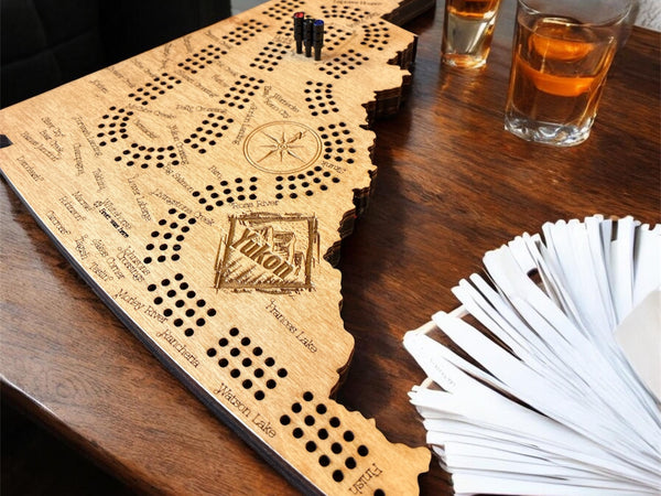Yukon Map Shaped Cribbage Board