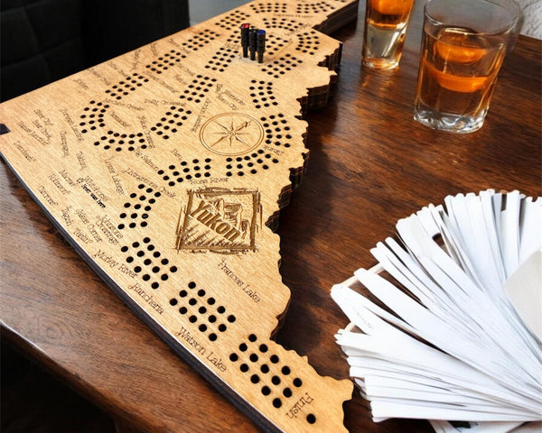 Yukon Map Shaped Cribbage Board