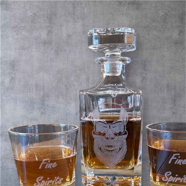 Personalized Whiskey Decanter Set with Optional Gift Box – Custom Engraved Decanter and Glasses for Men, Weddings, or Special Occasions