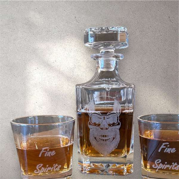Personalized Whiskey Decanter Set with Optional Gift Box – Custom Engraved Decanter and Glasses for Men, Weddings, or Special Occasions