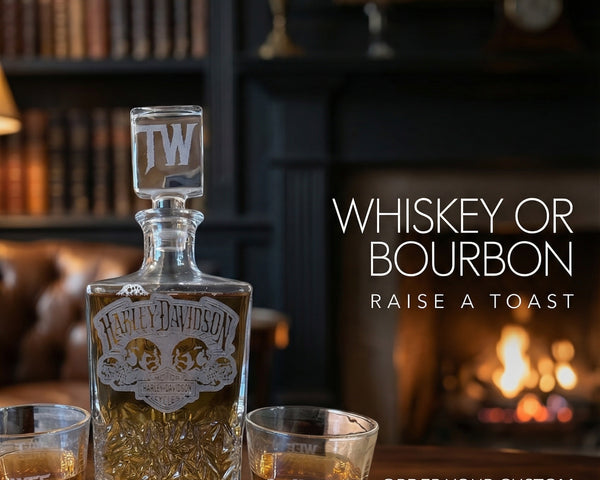 Personalized Whiskey Decanter Set with Optional Gift Box – Custom Engraved Decanter and Glasses for Men, Weddings, or Special Occasions
