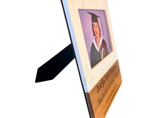 Personalized Marble & Wood Picture Frame – Custom 5x7 Gift