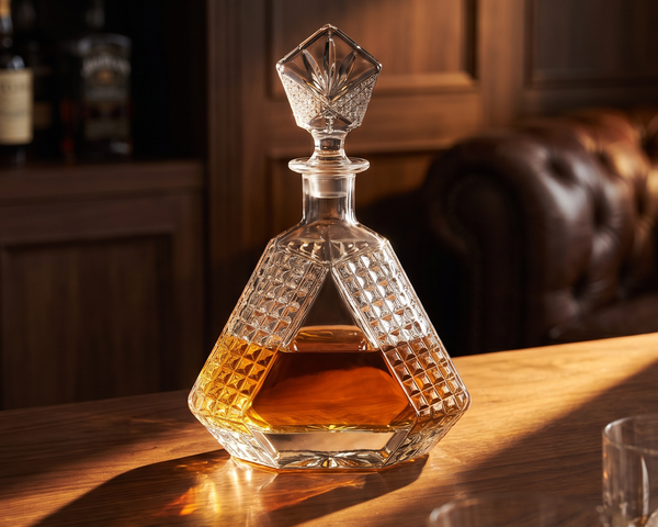 Triangle Whiskey Decanter – Handcrafted Glass Gift Set