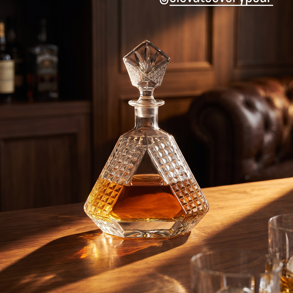 Triangle Whiskey Decanter – Handcrafted Glass Gift Set