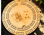 Engraved Small Round Cribbage Board-7.5 inch Wood Game Board