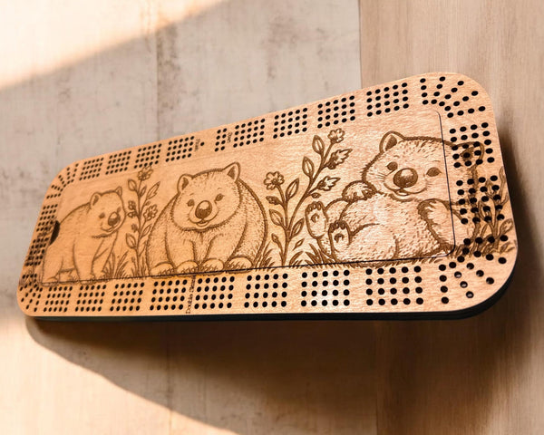 Planche de cribbage personnalisée avec chevilles métalliques et jeu de cartes