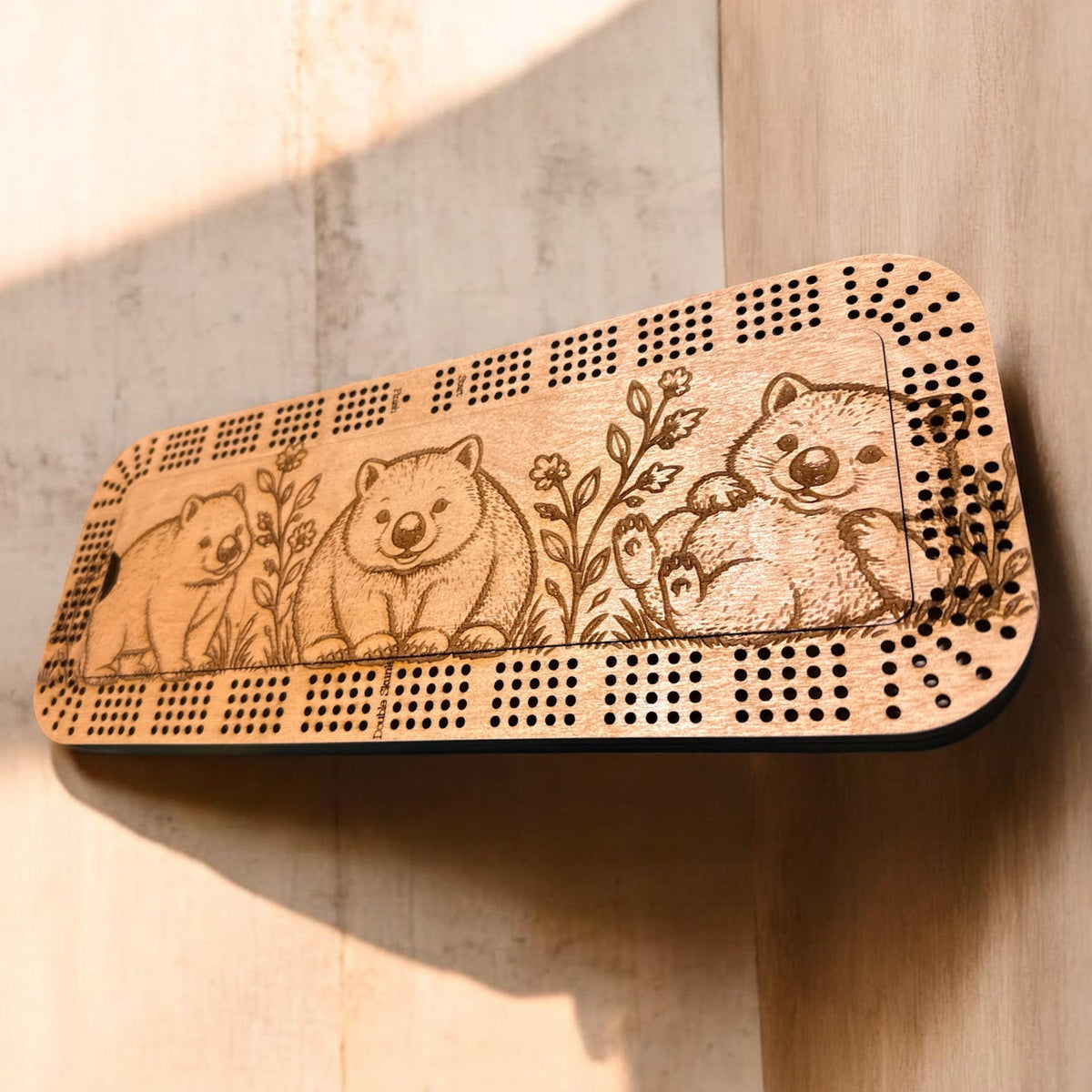 Planche de cribbage personnalisée avec chevilles métalliques et jeu de cartes