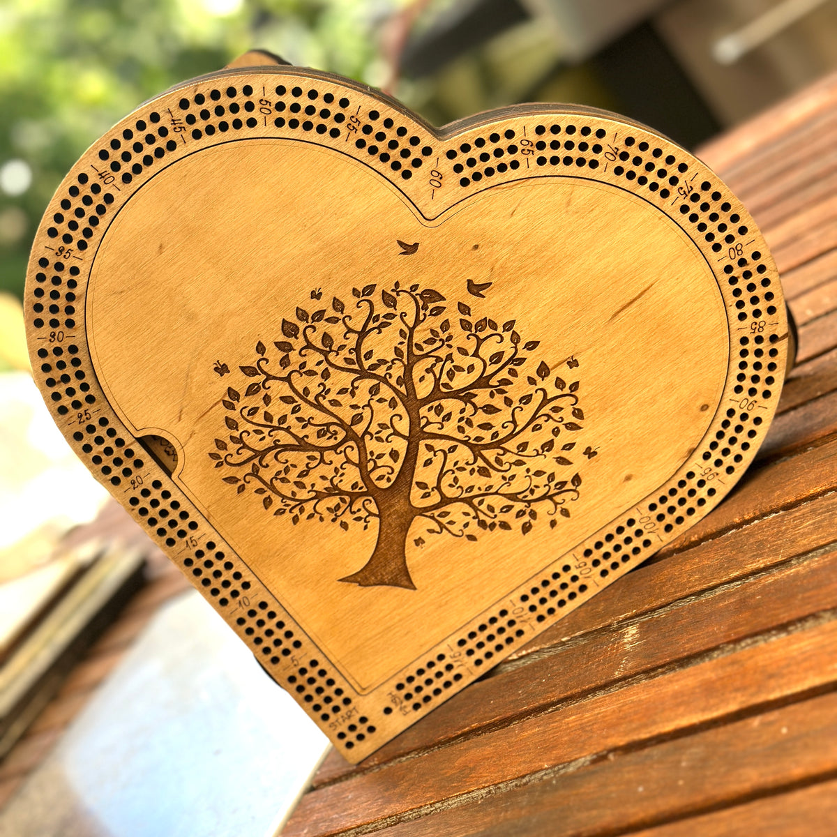 Heart Shaped Personalized Cribbage Board,3 Track Cribbage Board