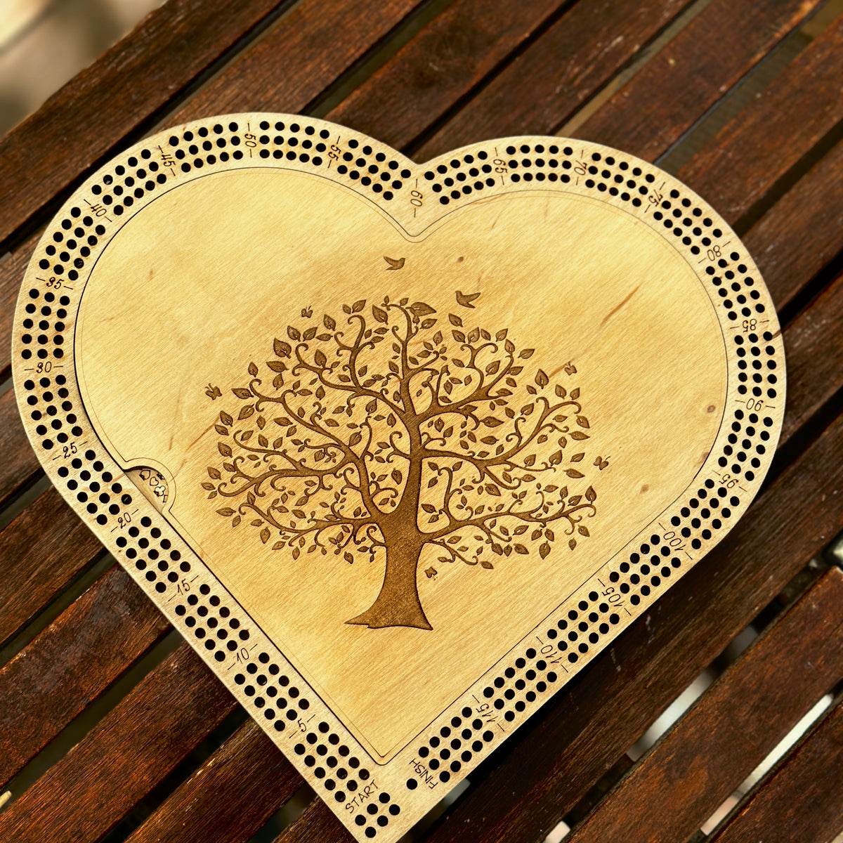 Heart Shaped Personalized Cribbage Board,3 Track Cribbage Board