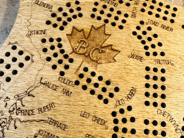 British Columbia Shaped Cribbage Board