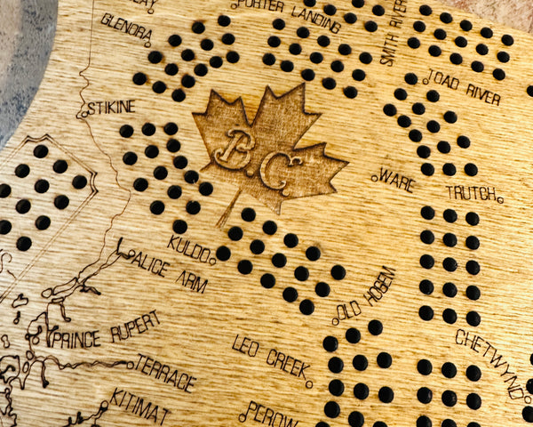 British Columbia Shaped Cribbage Board