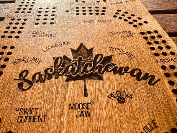 Saskatchewan Shaped Cribbage Board