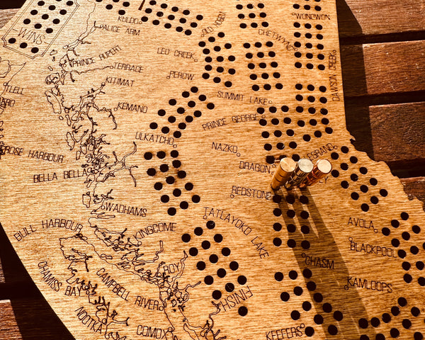 British Columbia Shaped Cribbage Board