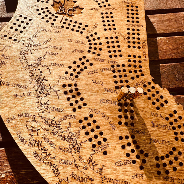 British Columbia Shaped Cribbage Board